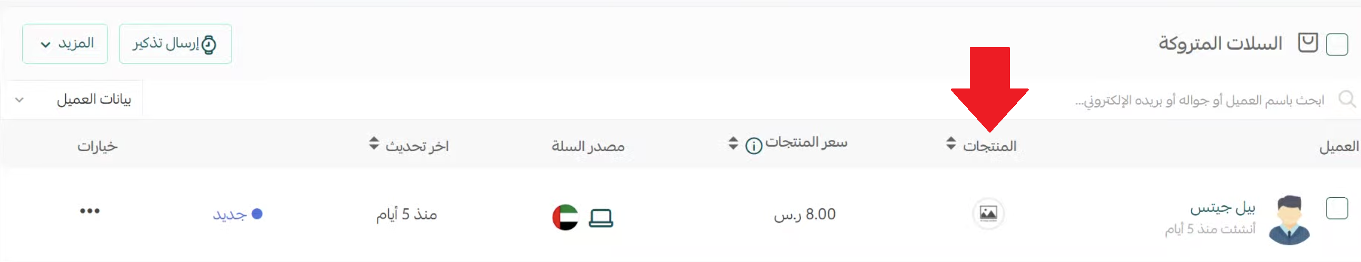 ترتيب السلات المتروكة في سلة