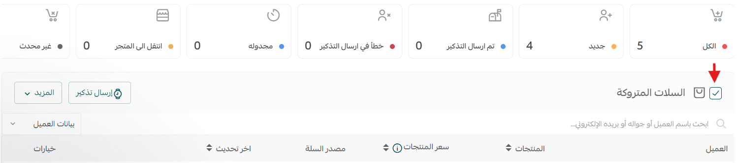 تحديد كل السلات المتروكة في سلة