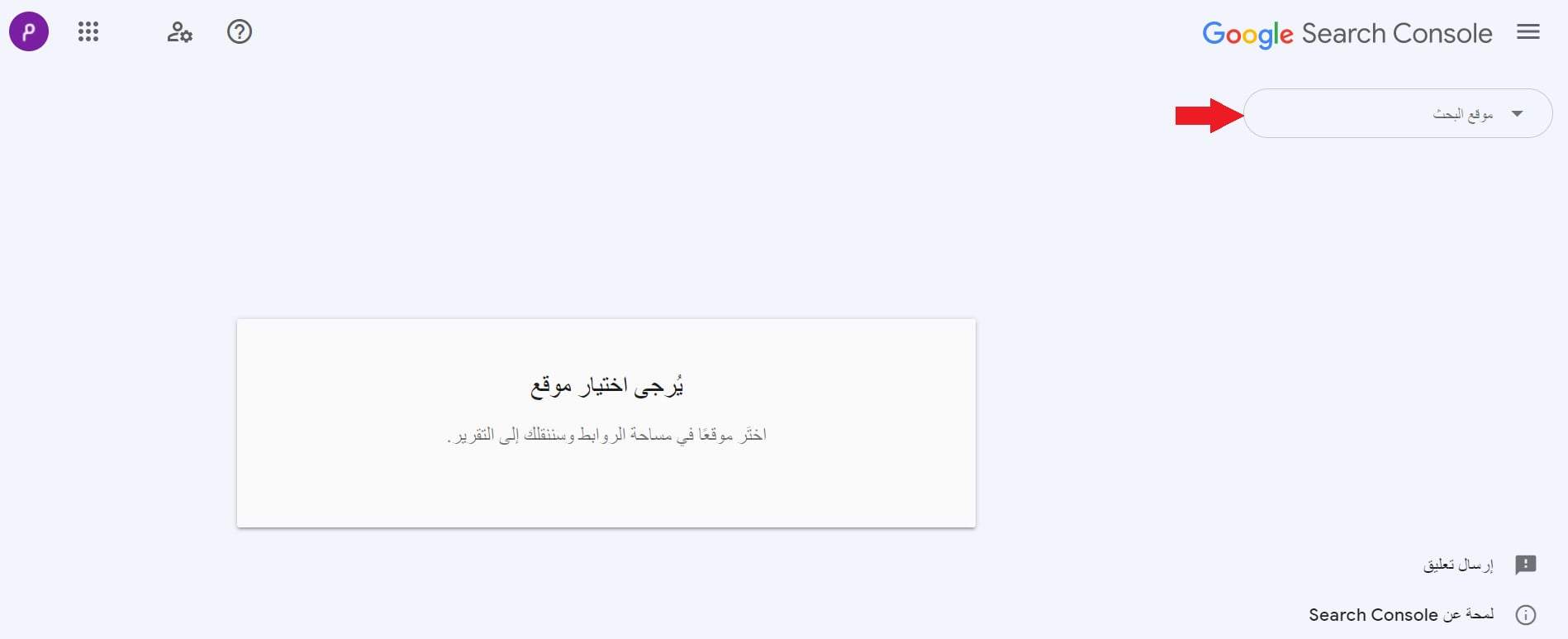 Selecting the site to view the indexing report in GSC