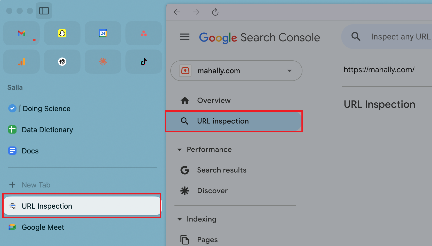 URL inspection tool in Google Search Console