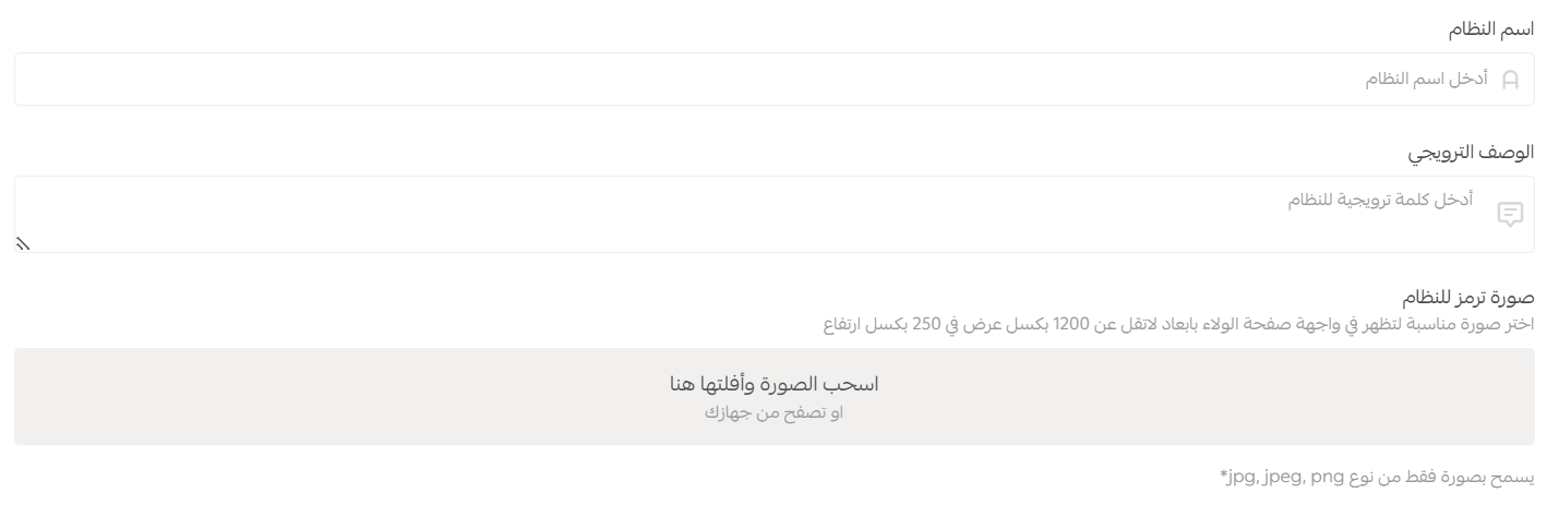 General options fields for the loyalty system: name, promotional description, interface image