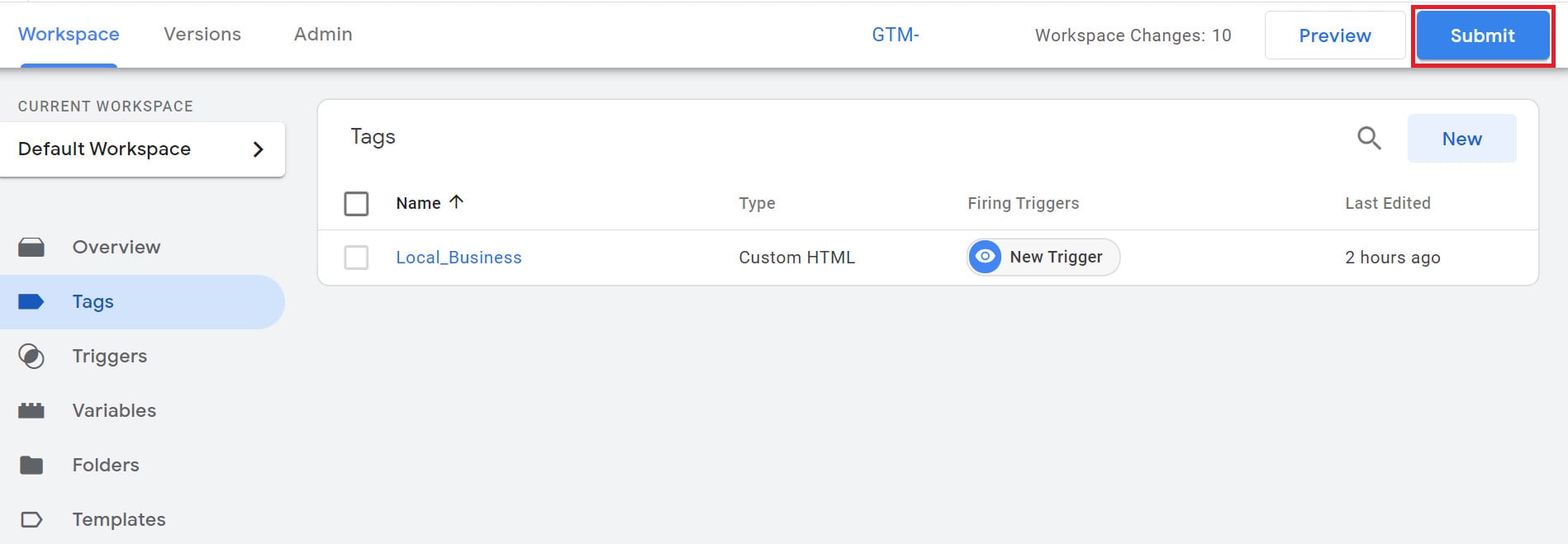 الضغط على Submit في GTM