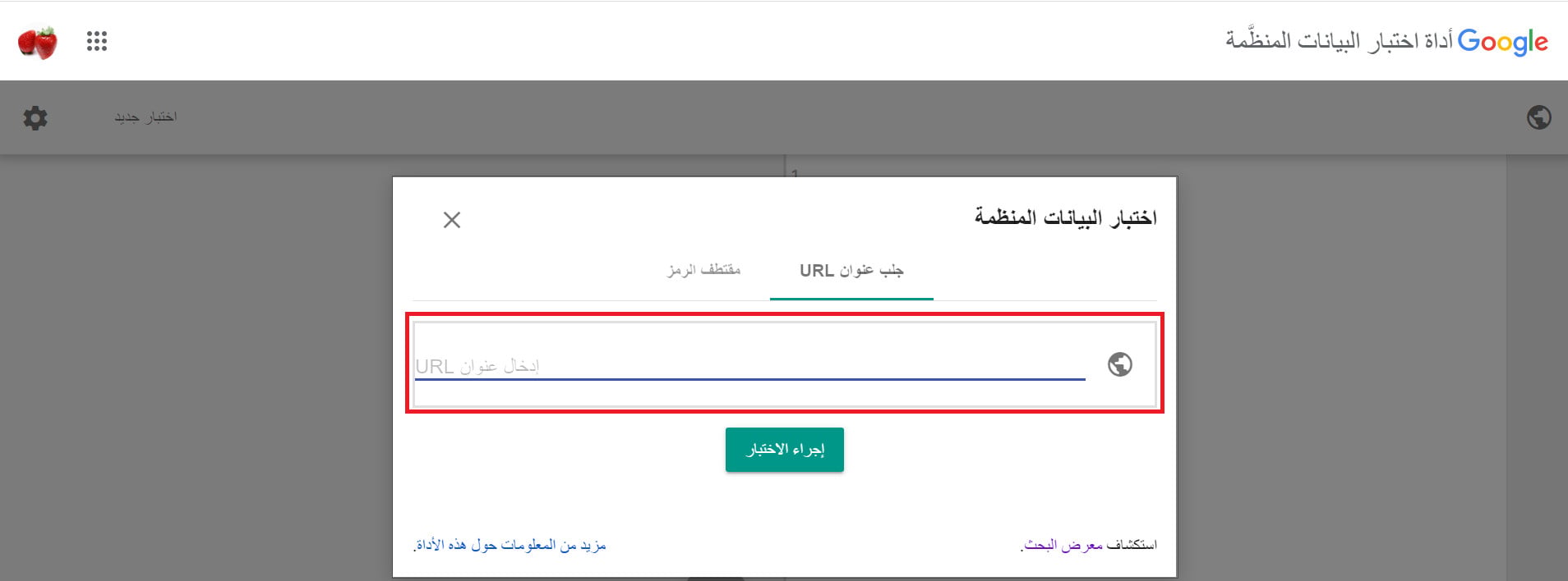 اختبار كود الترميز في أداة التحقق