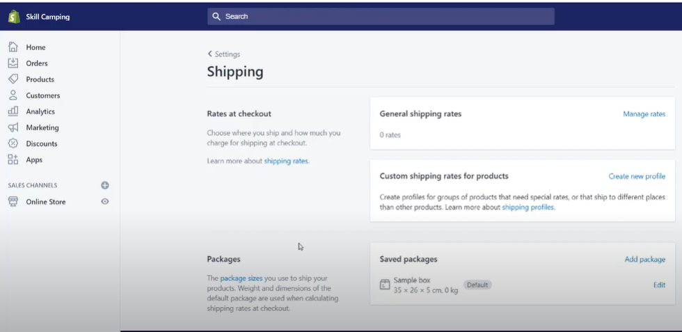 Create an online shopify store